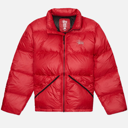 Мужской пуховик Stussy Micro Ripstop Down Mock, цвет красный, размер M