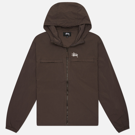 Мужская куртка ветровка Stussy Lightweight Hooded, цвет коричневый