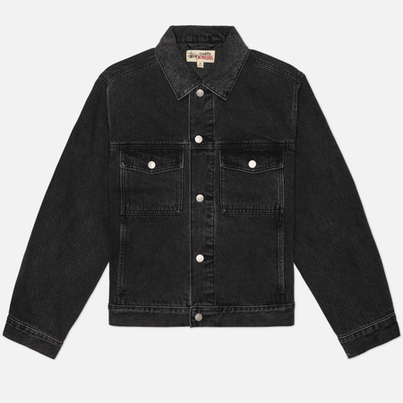 Мужская джинсовая куртка Stussy Lined Denim Trucker, цвет чёрный