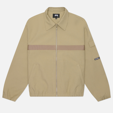 Мужская куртка ветровка Stussy Mechanic, цвет бежевый, размер XL
