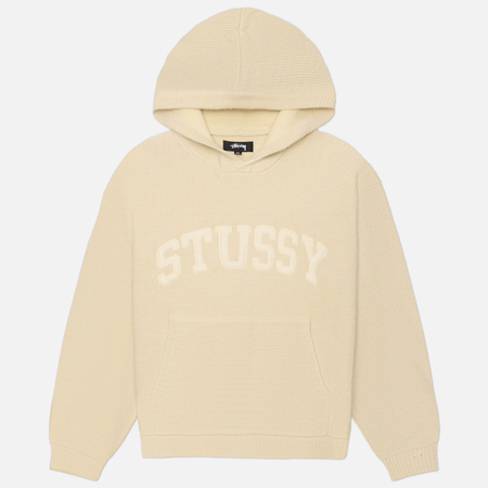 Мужской свитер Stussy Felt Patch Knit Hoodie, цвет бежевый, размер XL