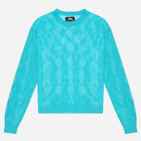 Мужской свитер Stussy Loose Knit Cross Cable, цвет голубой, размер S