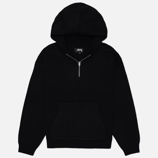 Мужской свитер Stussy Quarter Zip Knit Hoodie, 117278-BLAC