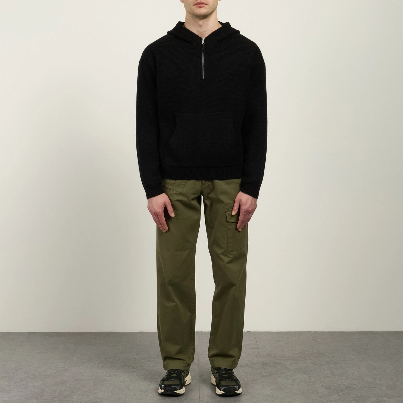 Мужской свитер Stussy Quarter Zip Knit Hoodie, 117278-BLAC