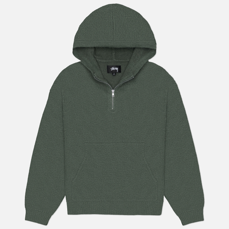 Мужской свитер Stussy Quarter Zip Knit Hoodie, цвет зелёный, размер L