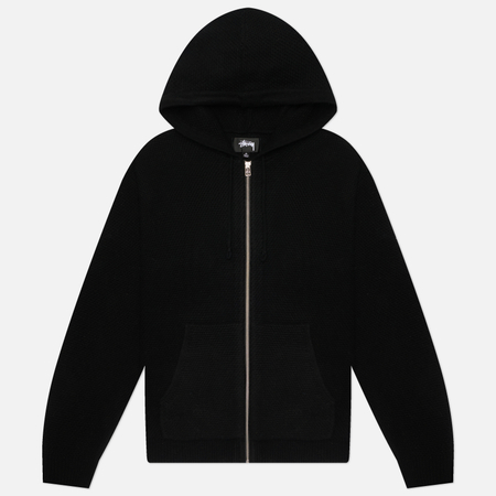 Мужской свитер Stussy Textured Zip Hooded, цвет чёрный