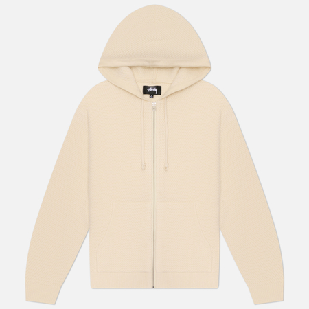 Мужской свитер Stussy Textured Zip Hooded, цвет белый