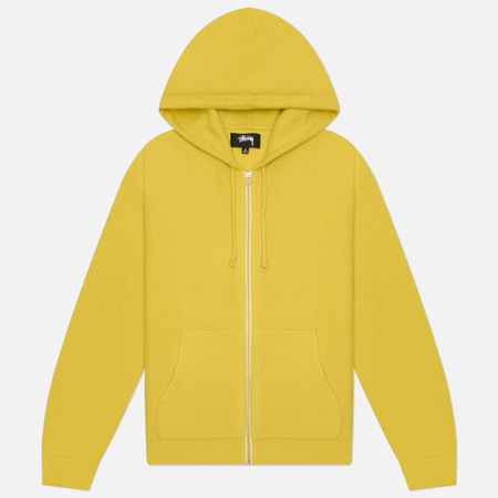 Мужской свитер Stussy Textured Zip Hooded, цвет жёлтый
