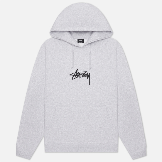 Мужская толстовка Stussy Stock Logo Applique Hoodie Ash Heather