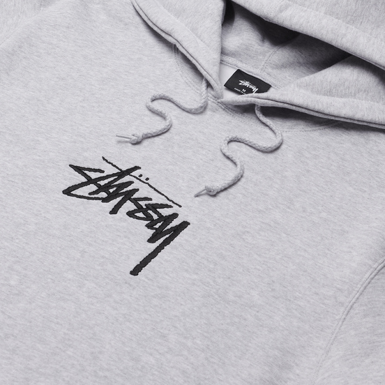 Мужская толстовка Stussy Stock Logo Applique Hoodie Ash Heather