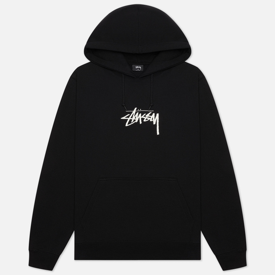 Мужская толстовка Stussy Stock Logo Applique Hoodie Black/White