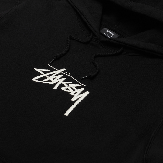Мужская толстовка Stussy Stock Logo Applique Hoodie Black/White