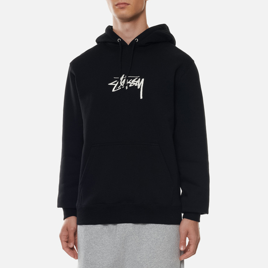 Мужская толстовка Stussy Stock Logo Applique Hoodie Black/White