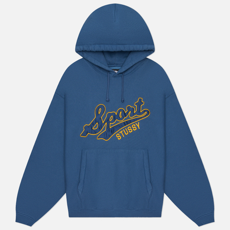 Мужская толстовка Stussy Satin Patch Oversized Hoodie, цвет синий