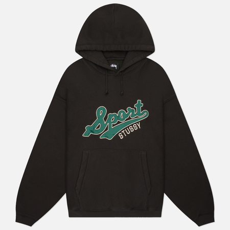 Мужская толстовка Stussy Satin Patch Oversized Hoodie, цвет чёрный