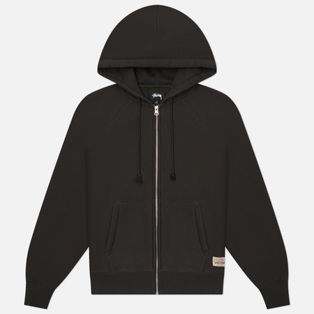 Мужская толстовка Stussy Relaxed Zip Hoodie, цвет чёрный, размер XL