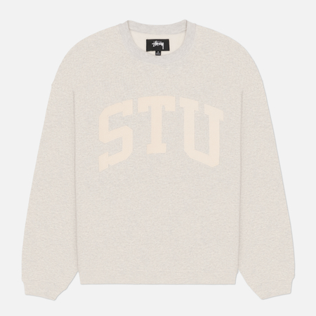 Мужская толстовка Stussy Stu Relaxed Crew, цвет серый, размер M