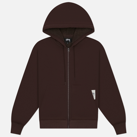 Мужская толстовка Stussy Bonded Sherpa Hoodie, цвет коричневый, размер S