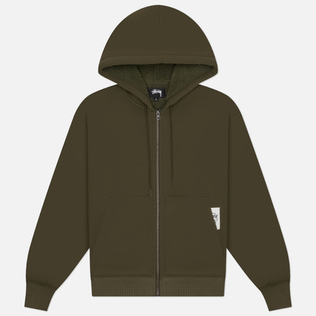 Мужская толстовка Stussy Bonded Sherpa Hoodie, цвет зелёный, размер S