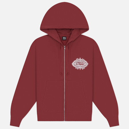 Мужская толстовка Stussy Mantra Zip Hoodie, цвет бордовый, размер XL
