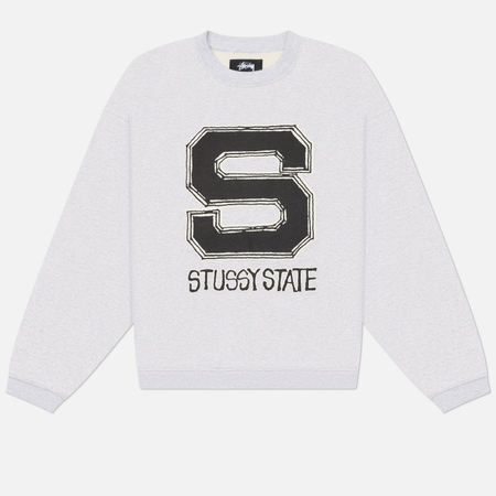 Мужская толстовка Stussy State Crew, цвет серый, размер S