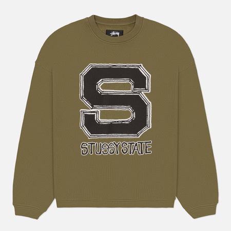 Мужская толстовка Stussy State Crew, цвет оливковый, размер L
