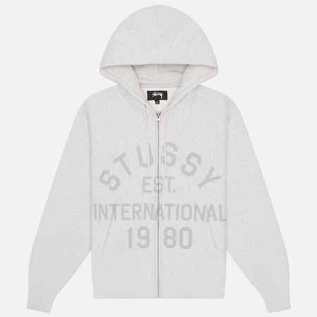 Мужская толстовка Stussy Established Zip Hoodie, цвет серый, размер XL