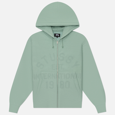 Мужская толстовка Stussy Established Zip Hoodie, цвет зелёный, размер XL