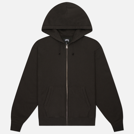 Мужская толстовка Stussy Basic Diamond Zip Hoodie, цвет чёрный