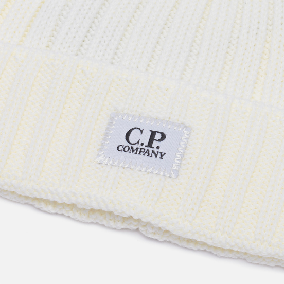 Шапка C.P. Company Extra Fine Merino Wool Logo Gauze White