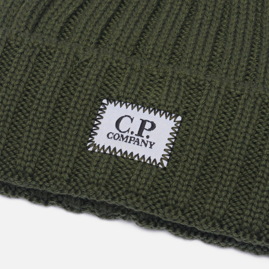 Шапка C.P. Company Extra Fine Merino Wool Logo Stone Grey