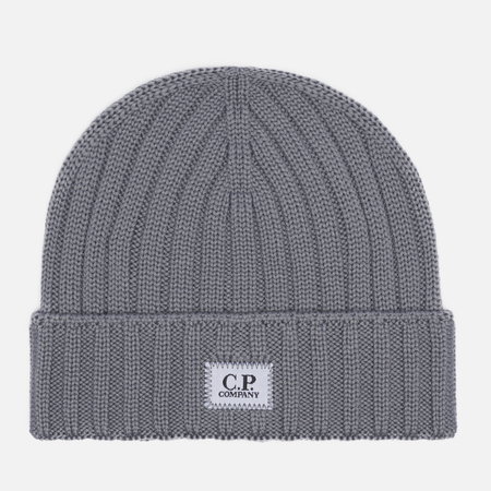Шапка C.P. Company Extra Fine Merino Wool Logo, цвет серый