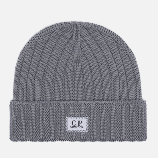 Шапка C.P. Company Extra Fine Merino Wool Logo Moon Mist