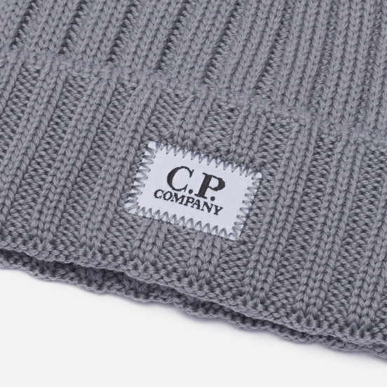 Шапка C.P. Company Extra Fine Merino Wool Logo Moon Mist