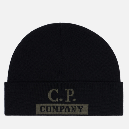 Шапка C.P. Company Merino Wool Logo, цвет чёрный