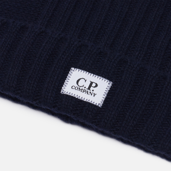 Шапка C.P. Company Lambswool Logo Beanie Total Eclipse