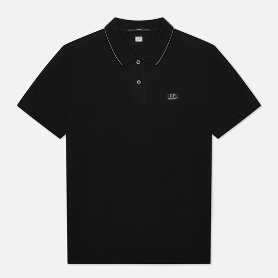 Мужское поло C.P. Company Stretch Pique Classic Logo Badge Black