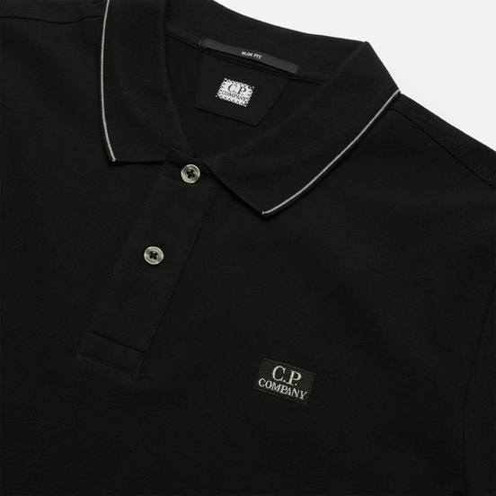 Мужское поло C.P. Company Stretch Pique Classic Logo Badge Black
