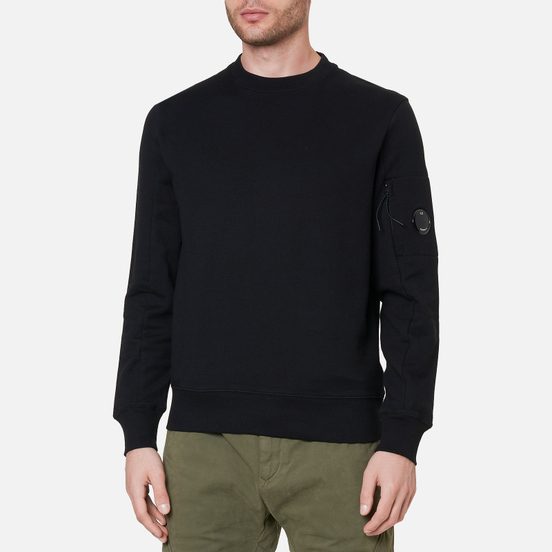 Мужская толстовка C.P. Company Diagonal Raised Fleece Crew Neck Black