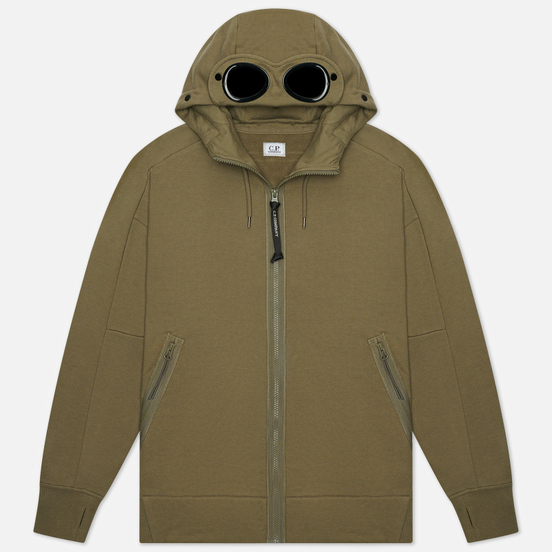 Мужская толстовка C.P. Company Diagonal Raised Fleece Goggle Hoodie Stone Grey