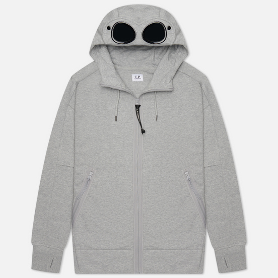 Мужская толстовка C.P. Company Diagonal Raised Fleece Goggle Hoodie Grey Melange