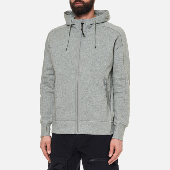 Мужская толстовка C.P. Company Diagonal Raised Fleece Goggle Hoodie Grey Melange
