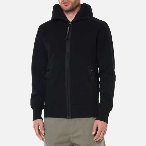 Мужская толстовка C.P. Company Diagonal Raised Fleece Explorer Goggle Hoodie Black