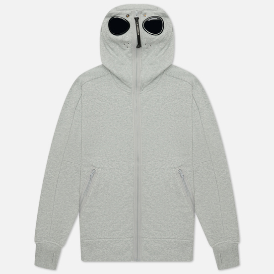 Мужская толстовка C.P. Company Diagonal Raised Fleece Explorer Goggle Hoodie Grey Melange