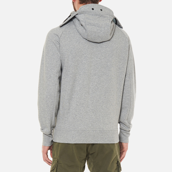 Мужская толстовка C.P. Company Diagonal Raised Fleece Explorer Goggle Hoodie Grey Melange