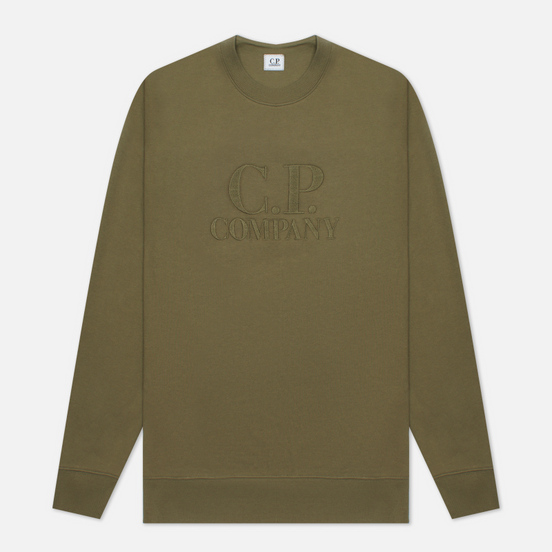 Мужская толстовка C.P. Company Diagonal Raised Fleece Logo Crew Neck Stone Grey