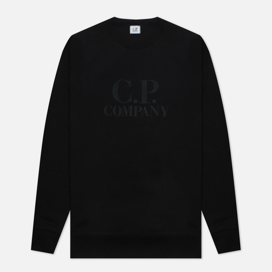 Мужская толстовка C.P. Company Diagonal Raised Fleece Logo Crew Neck Black