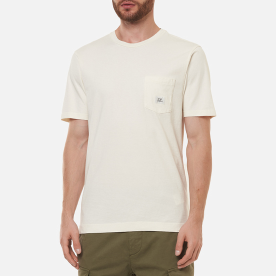 Мужская футболка C.P. Company Open-End Jersey Logo Gauze White