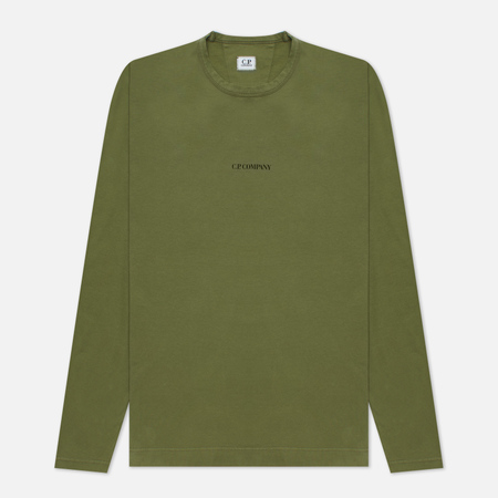 Мужской лонгслив CP Company Brushed Jersey Logo цвет зелёный размер S 9690₽