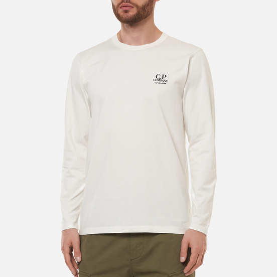 Мужской лонгслив C.P. Company Mercerized Jersey Garment Dyed Gauze White